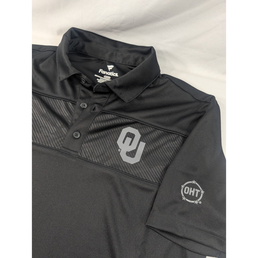 Fanatics Mens Large OHT Military Appreciation Black Oklahoma Sooners Camo Polo